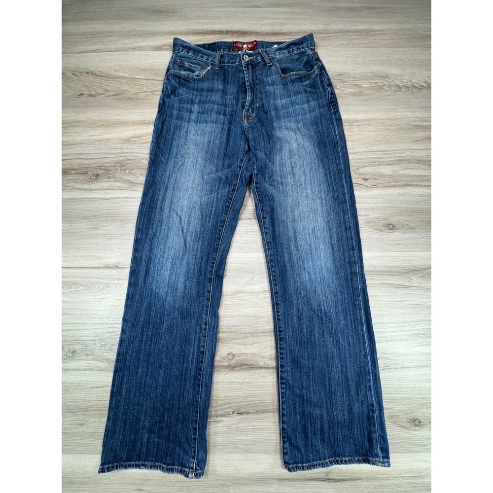 Lucky Brand 181 Relaxed Straight Mens Blue Medium Wash Stretch Jeans 33x34